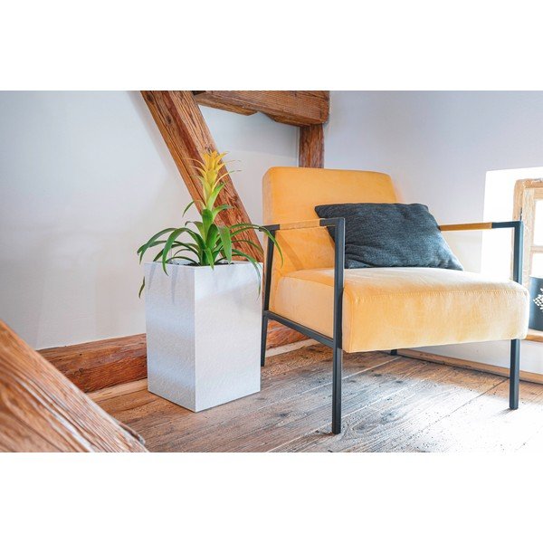 Ghiveci din plastic reciclat cu sistem de auto-irigare Cubico Stone – Flower Lover-image-1