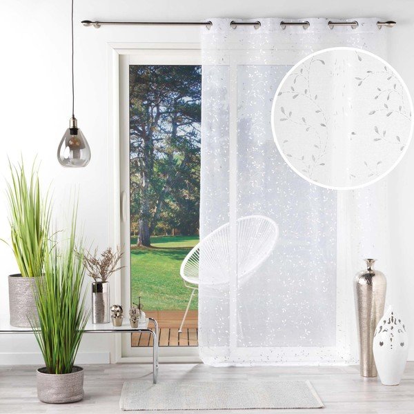Perdea albă-argintie din voal 140x240 cm Floressia – douceur d'intérieur-image-4