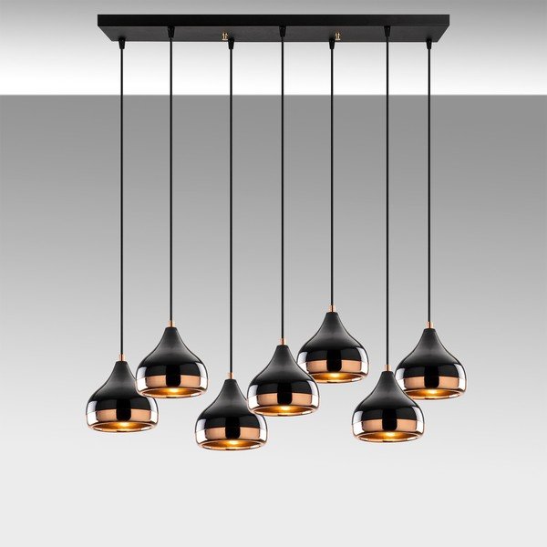Lustră neagră/arămie cu abajur din metal Yildo – Opviq lights-image-3