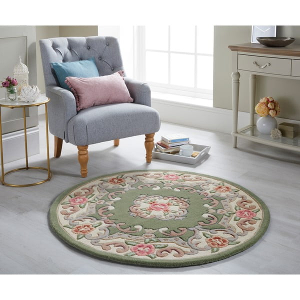 Covor din lână Flair Rugs Aubusson, ⌀ 120 cm, verde-image-1