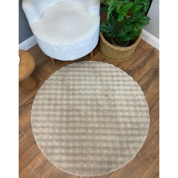 Covor bej lavabil rotund ø 80 cm Bubble Cream – Mila Home-image-1