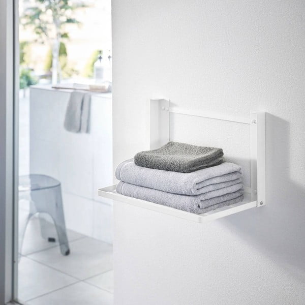 Raft pentru baie alb mat de montat pe perete din oțel Tower – YAMAZAKI-image-4