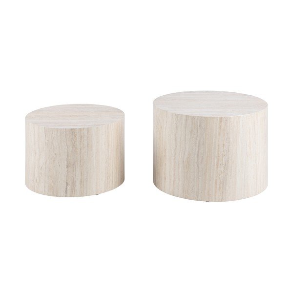 Măsuțe de cafea bej 2 buc. rotunde cu aspect de piatră ø 58 cm Dice – Actona-image-4