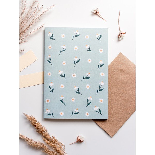 Caiet A5 neliniat din hârtie reciclată Printintin, 60 pagini, model flori alb-image-1