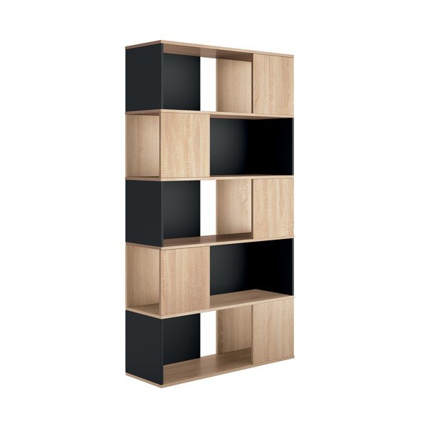 Bibliotecă neagră în decor stejar 98x180 cm Rossio - TemaHome -image-2