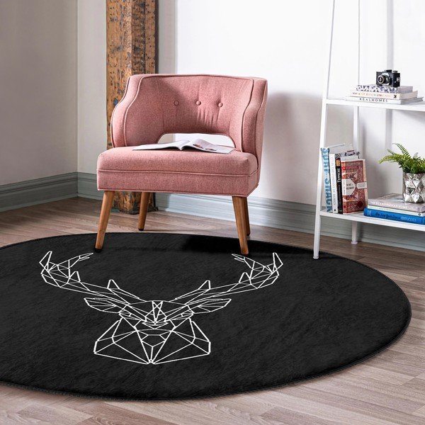 Covor rotund  negru lavabil adecvat și  pentru aspiratoare robot   ø 100 cm Comfort – Mila Home-image-1