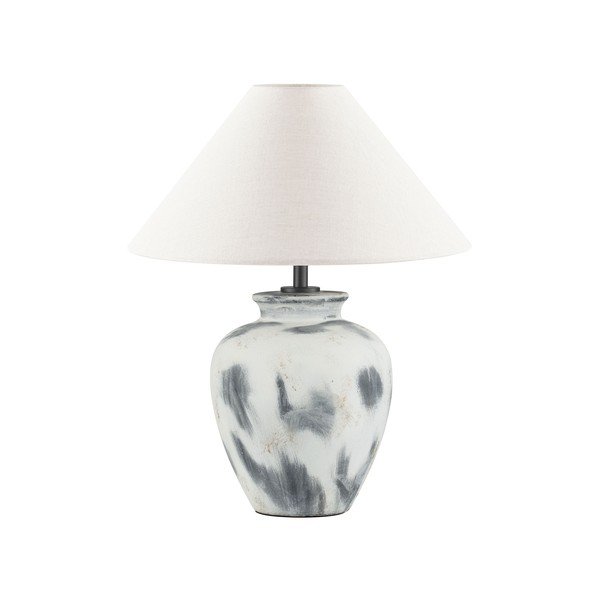 Veioză albă/gri din ceramică cu abajur textil (înălțime 55 cm) Lupe – Nova Luce