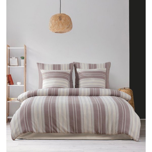 Lenjerie de pat maro/bej pentru pat dublu 200x200 cm Lima – Mijolnir