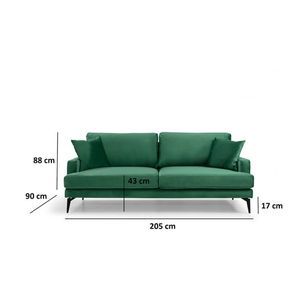 Canapea verde 205 cm Papira – Balcab Home-image-3