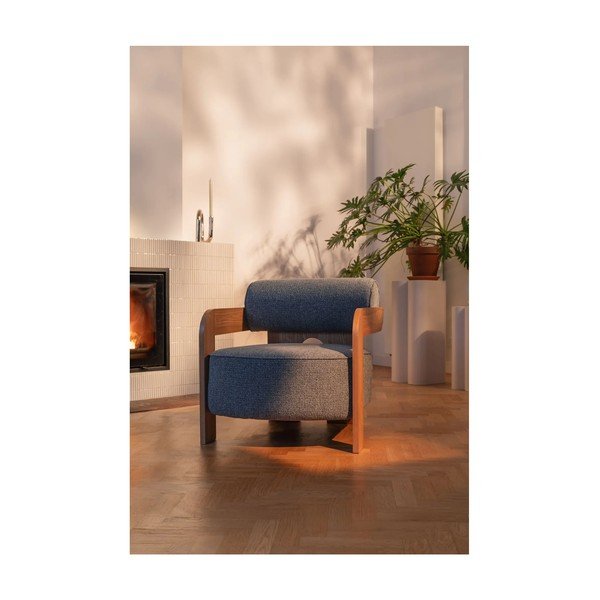 Fotoliu albastru prăfuit cu tapițerie din țesătură bouclé Oolong – Zuiver-image-2