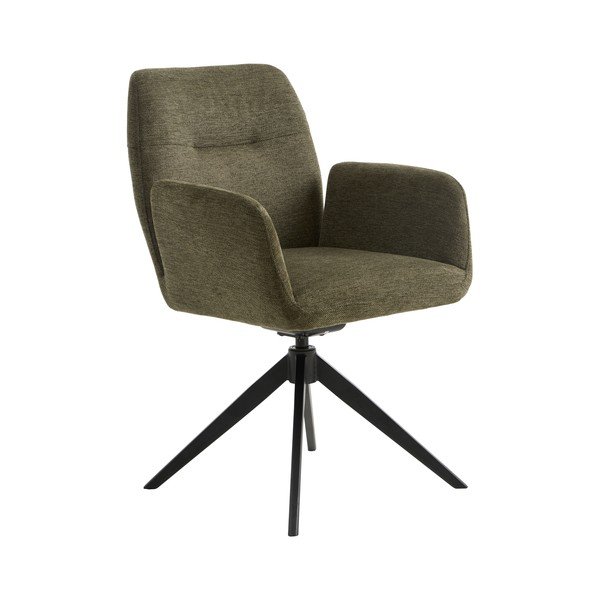Scaun de sufragerie verde cu cotiere tapițat Roxana – Unique Furniture