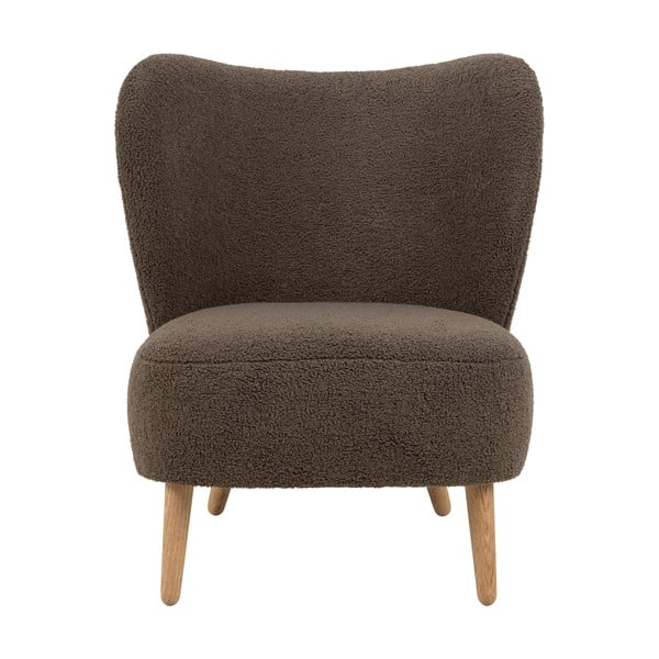 Fotoliu maro cu tapițerie din țesătură bouclé Elmont – Actona-image-2