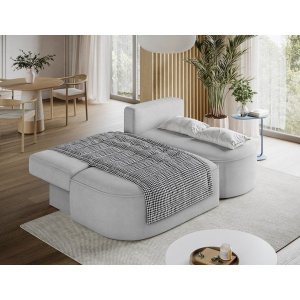 Colțar gri extensibil/cu spațiu de depozitare cu tapițerie din chenille (cu colț pe partea dreaptă/cu șezlong) Livosa – ELTAP-image-3