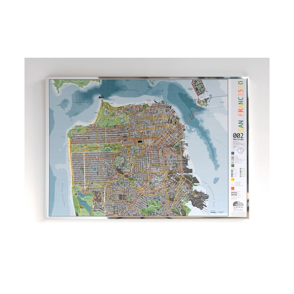 Hartă San Francisco în husă transparentă The Future Mapping Company San Francisco City, 100 x 70 cm