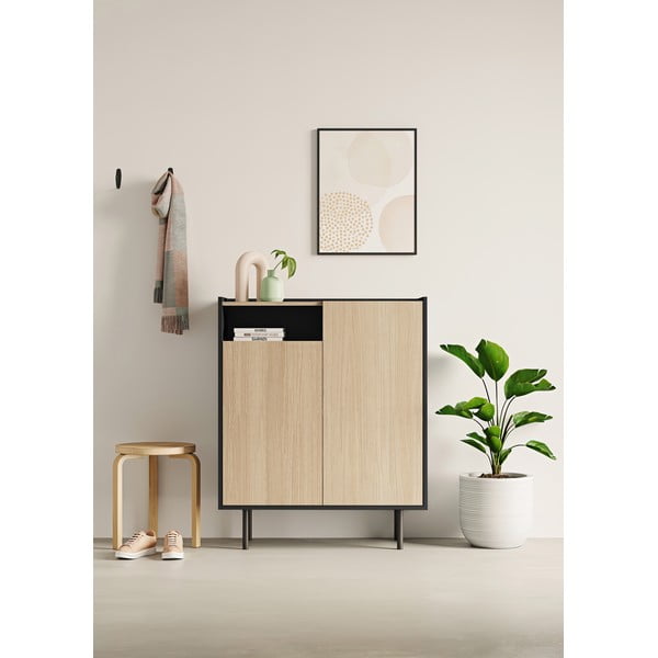 Pantofar negru-natural  cu aspect de lemn de stejar Sienna – TemaHome-image-1