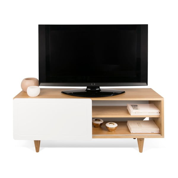 Comodă TV TemaHome Nyla, cu aspect de lemn de stejar - alb