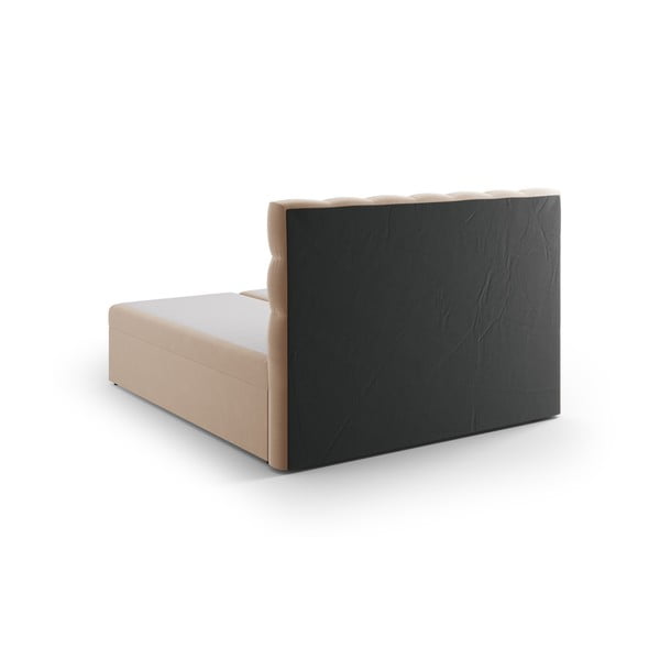 Pat boxspring maro deschis cu spațiu de depozitare 160x200 cm Bali – Cosmopolitan Design-image-3