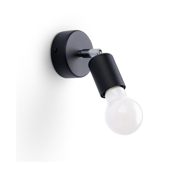 Aplică de perete neagră ø 6 cm Brando – Nice Lamps