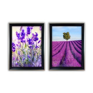 Set 2 tablouri din sticlă Vavien Artwork Lavender, 35 x 45 cm