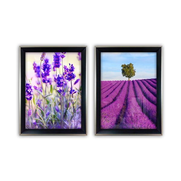 Set 2 tablouri din sticlă Vavien Artwork Lavender, 35 x 45 cm