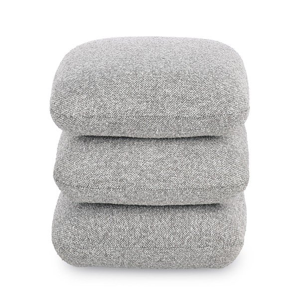 Puf gri cu tapițerie din țesătură bouclé Antara – Bizzotto-image-3