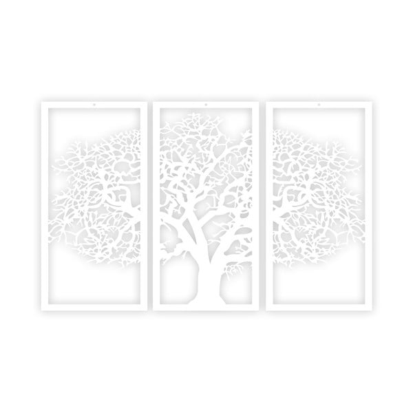 Tablou din 3 piese Solid Tree, alb