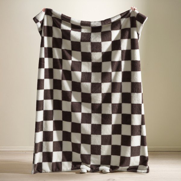 Pătură albă/maro închis 130x170 cm Cosy Soft Checkerboard – Catherine Lansfield-image-1