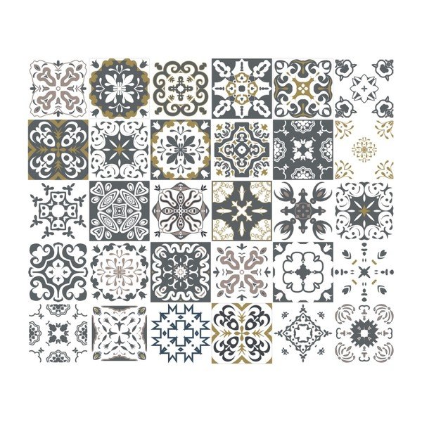 Set 30 autocolante de perete Ambiance Cement Tiles Antalya, 15 x 15 cm-image-2
