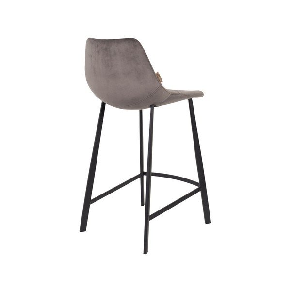 Set 2 scaune bar cu tapițerie catifelată Dutchbone, înălțime 91 cm, gri-image-4