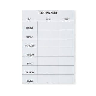 Planificator săptămânal de mese Design Letters Food, alb