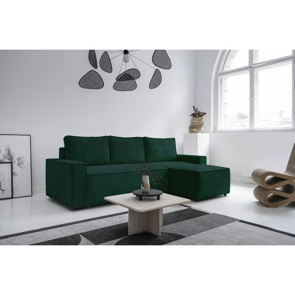 Colțar verde închis extensibil cu tapițerie din catifea reiată  (cu colț variabil) Brave Dave – Miuform-image-3