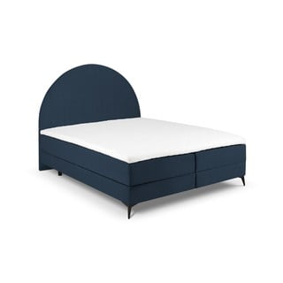 Pat boxspring 160x200 cm albastru închis cu spațiu de depozitare Sunrise – Cosmopolitan Design