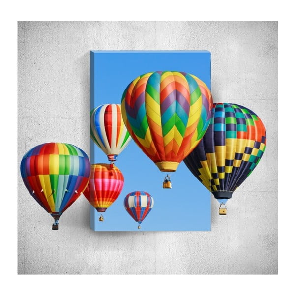 Tablou de perete 3D Mosticx Colourful Air Balloons, 40 x 60 cm