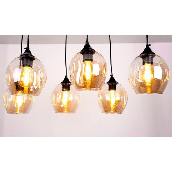 Lustră neagră cu abajur din sticlă 33x67 cm Aspa – Candellux Lighting-image-1