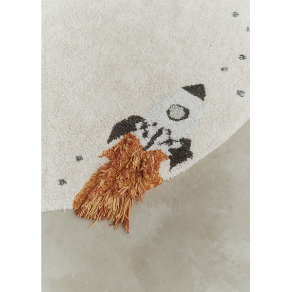 Covor de joacă pentru copii, crem, lavabil, țesut manual din bumbac ø140 cm Interstellar Journey – Lorena Canals-image-4