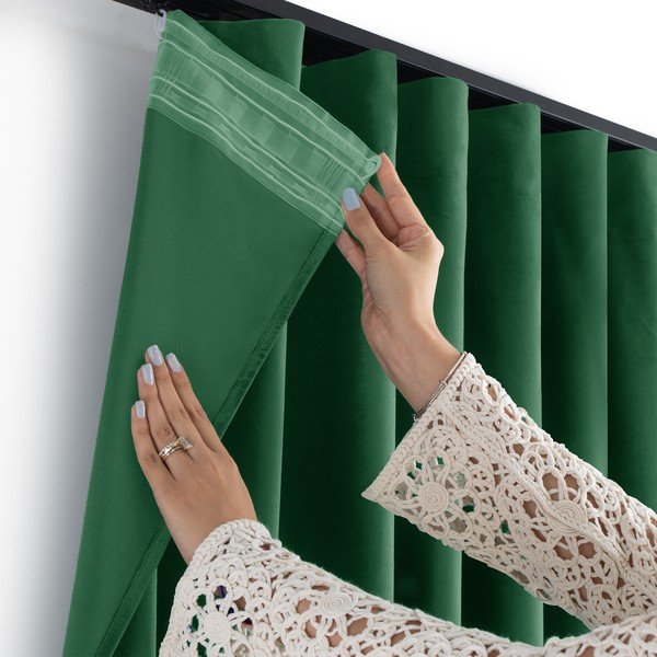 Draperie verde dimout (semi-opacă) din catifea 265x225 cm Velto – Filumi-image-3