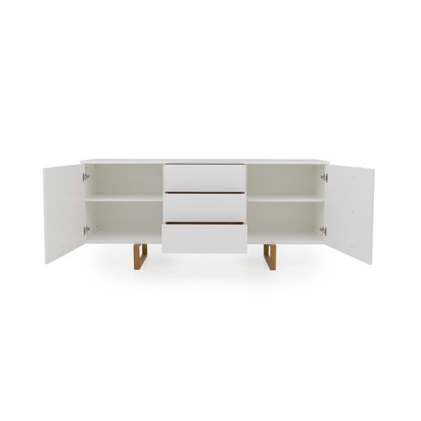 Comodă cu picioare de stejar Tenzo Birka, 176,5 x 78 cm, alb-image-3