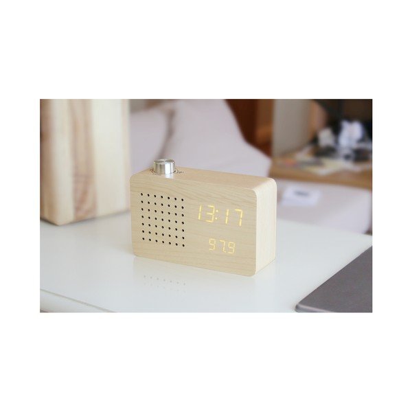 Ceas cu LED și radio Gingko Click Clock, bej-galben-image-1