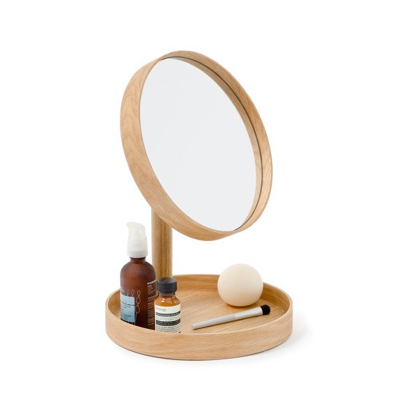 Oglindă cosmetică cu ramă din lemn de stejar Wireworks Cosmos, ø 25 cm-image-4