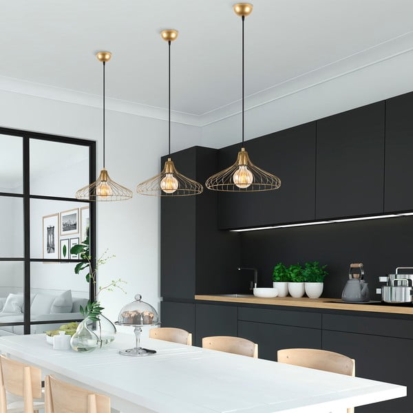 Lustră aurie cu abajur din metal ø 36 cm Depay – Opviq lights-image-2