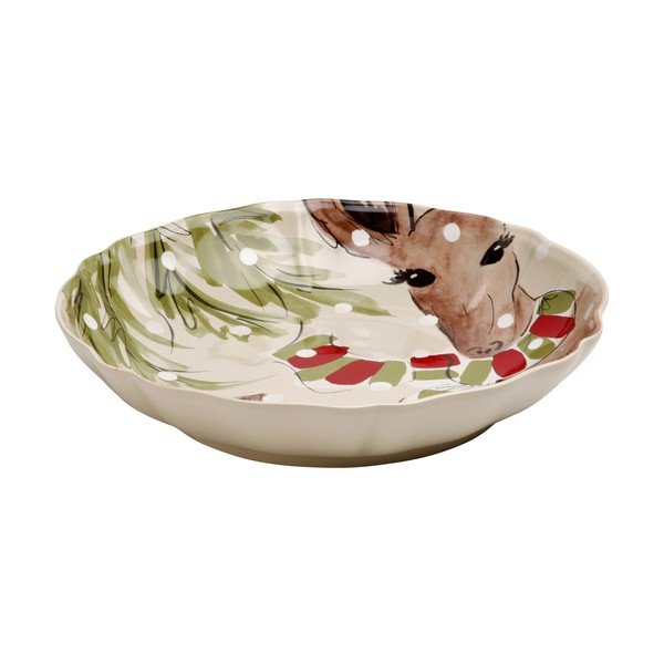 Bol din gresie pentru salată cu model de Crăciun Casafina Deer Freinds, ø 34 cm