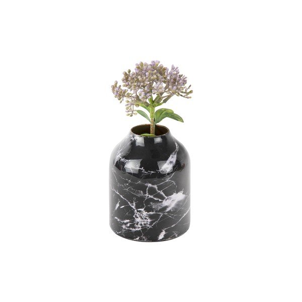 Vază din fier PT LIVING Marble, înălțime 10 cm, alb-negru-image-2