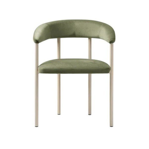 Scaun de living verde/crem cu cotiere tapițat Lea – Micadoni -image-1