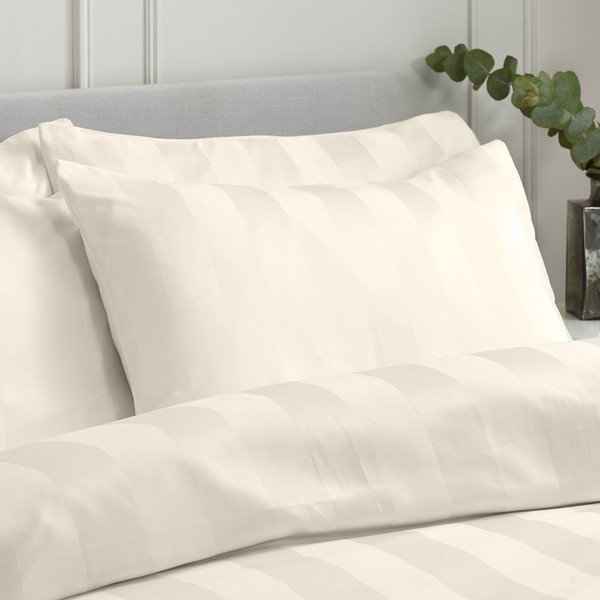 Lenjerie de pat crem din satin pentru pat de o persoană 135x200 cm So Soft Satin Stripe – Catherine Lansfield-image-2