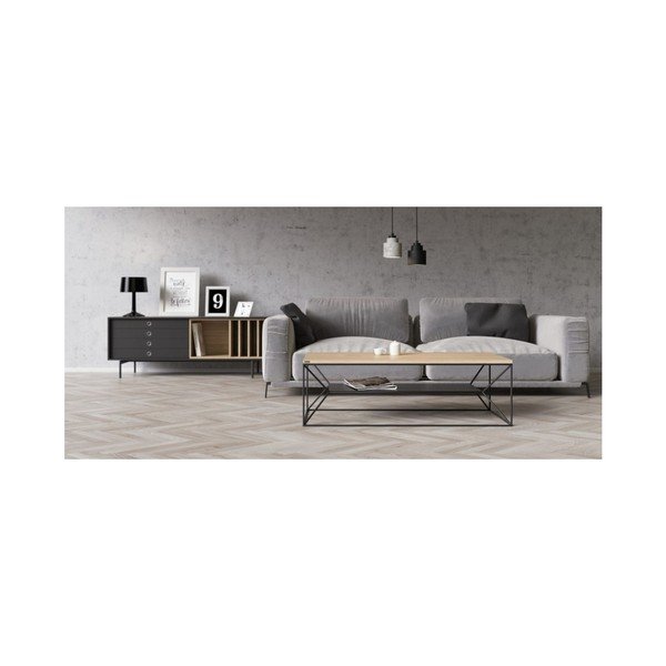 Comodă TV cu blat din lemn de stejar Take Me HOME, 120 x 60 cm, negru-image-1