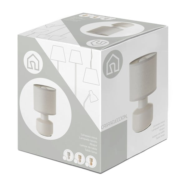 Veioză bej din ceramică cu abajur textil (înălțime 22 cm) – Casa Selección-image-4