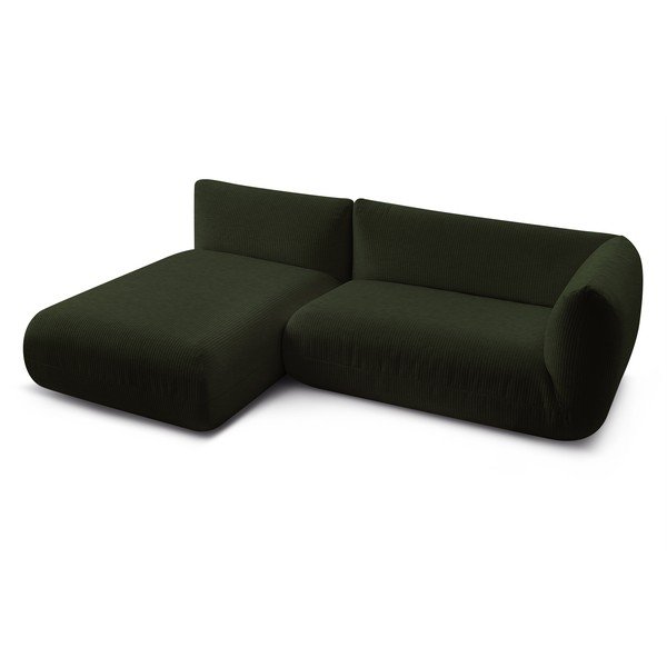 Colțar verde cu tapițerie din catifea reiată  (cu colț  pe partea stângă ) Lecomte – Bobochic Paris-image-4