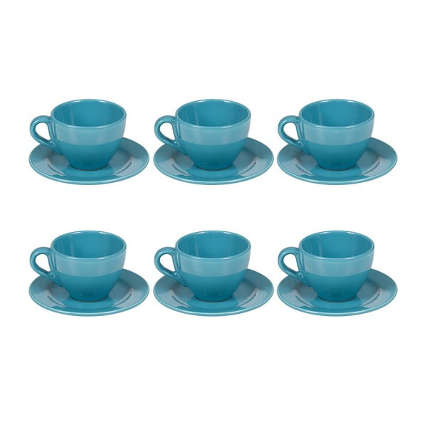 Set 6 cești din ceramică cu farfurioară Santiago Pons Saucers, albastru 