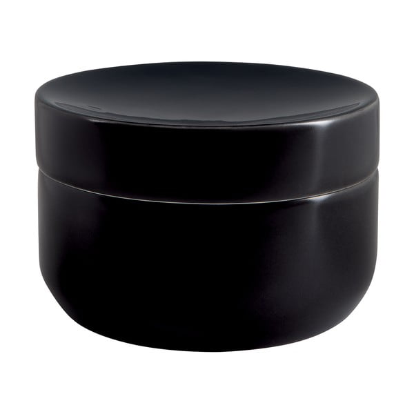 Organizator de baie negru pentru dischete demachiante, din ceramică Jaro – Spirella