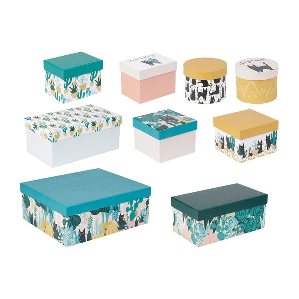 Cutii de depozitare 9 buc. din carton cu capac/decorative Chamouflage – Jardin d'Ulysse-image-1